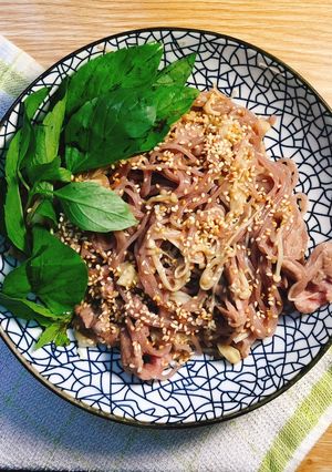Hình của món Bún xào bò kim châm eatclean.