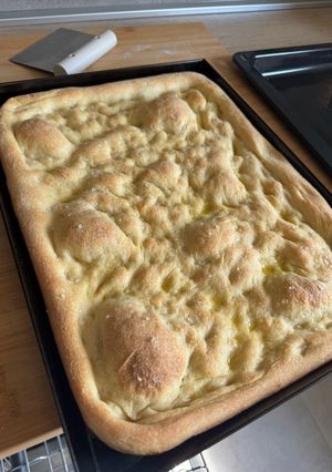 A picture of Schiacciata with Sourdough Starter.