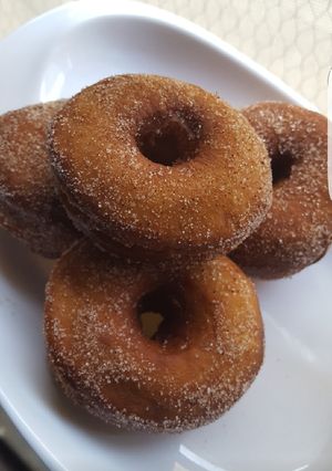 A picture of Cinnamon sugar coated doughnut #kanocookout.