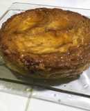 Flan con duraznos