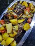 Vacío al horno con tomate, papa y cebolla