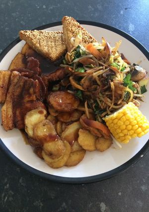A picture of Chinese inspired pork loin chops.