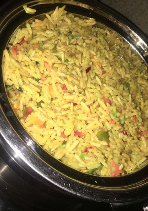 A picture of Colored fried rice.