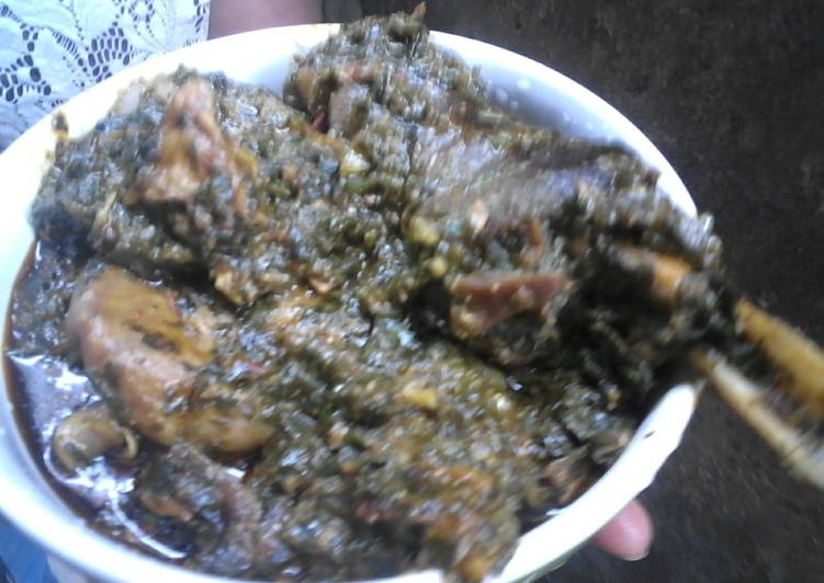 Goat Meat in Efere Affang.(Goat meat in Affang Soup
