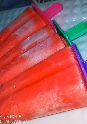 A picture of Strawberry Popsicles.