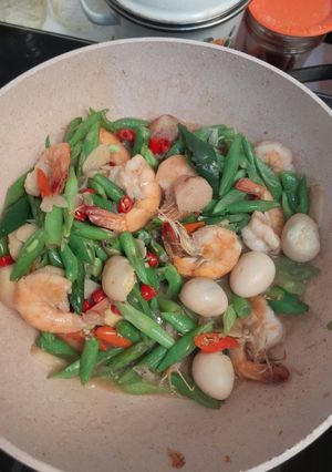 Foto resep Tumis buncis udang dan telur puyuh