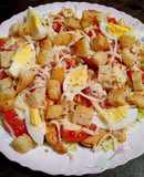 Зимний салат с мидиями, куриным филе и пекинской капустой, а-ля "Цезарь"