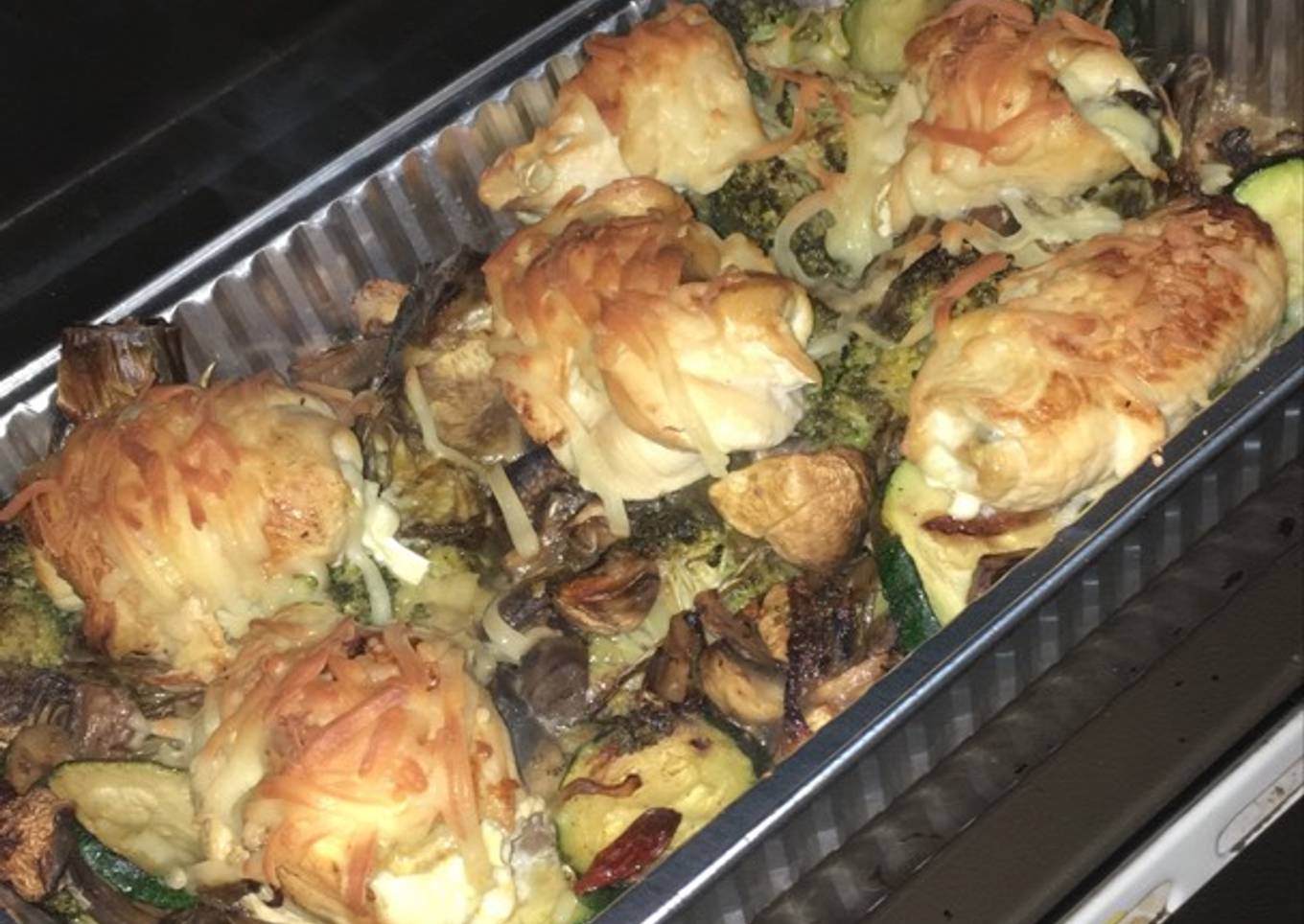 Pechuga con queso y verdura