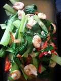 Tumis caisim cah udang