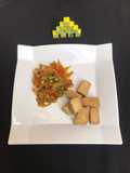 Tofu with mincemeat sauce