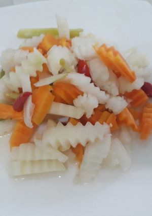 Hình của món Cà rốt su hào muối chua ngọt.