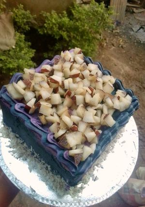 A picture of Coconut cake with homemade milky coconut candy.
