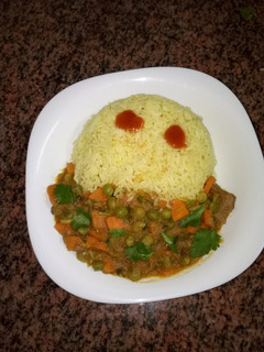 A picture of Currypodwer spiced rice and beef stew #Author marathon #.