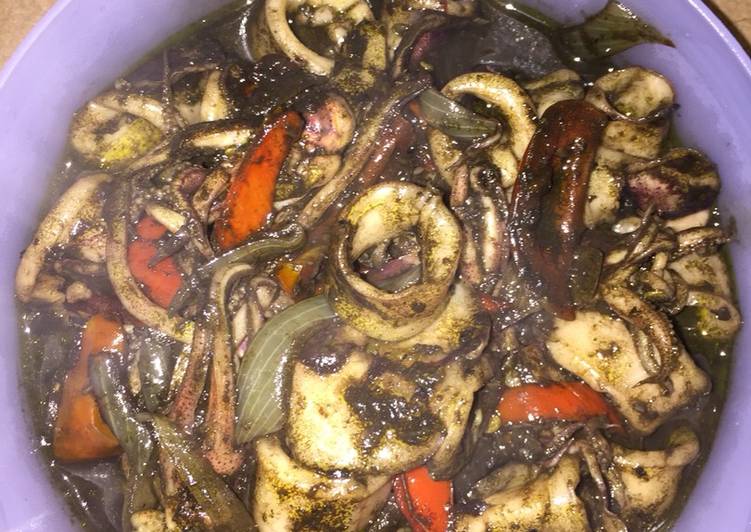 Proses meracik Cumi pedas hitam manis yang Enak Banget