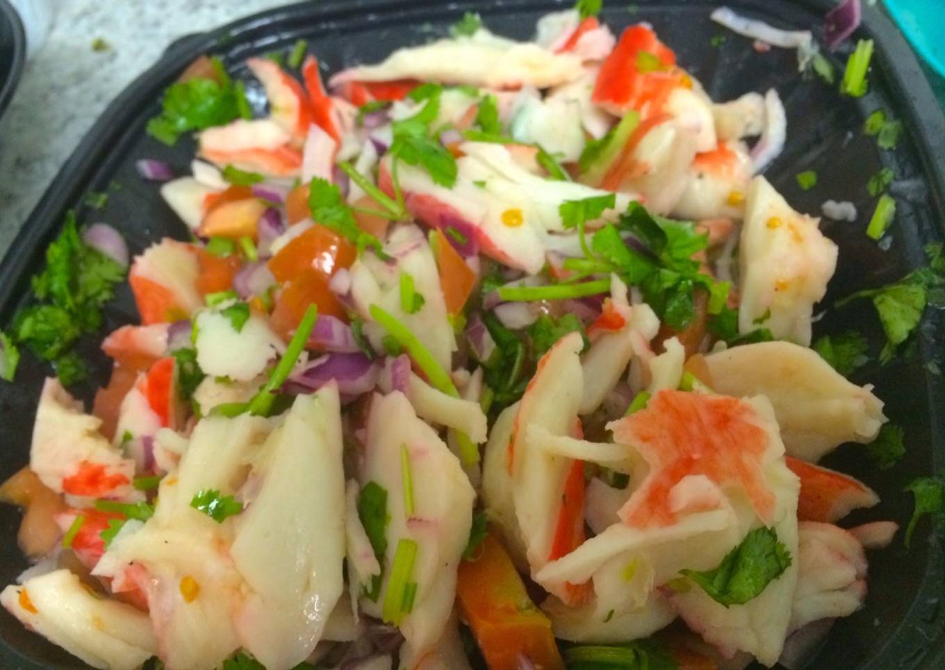 'Ceviche' mentirita con cangrejo de imitación