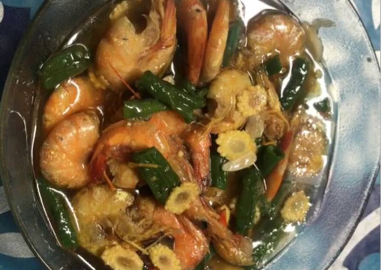 Langkah Membuat Tumis udang kacang panjang jagung muda Anti Gagal