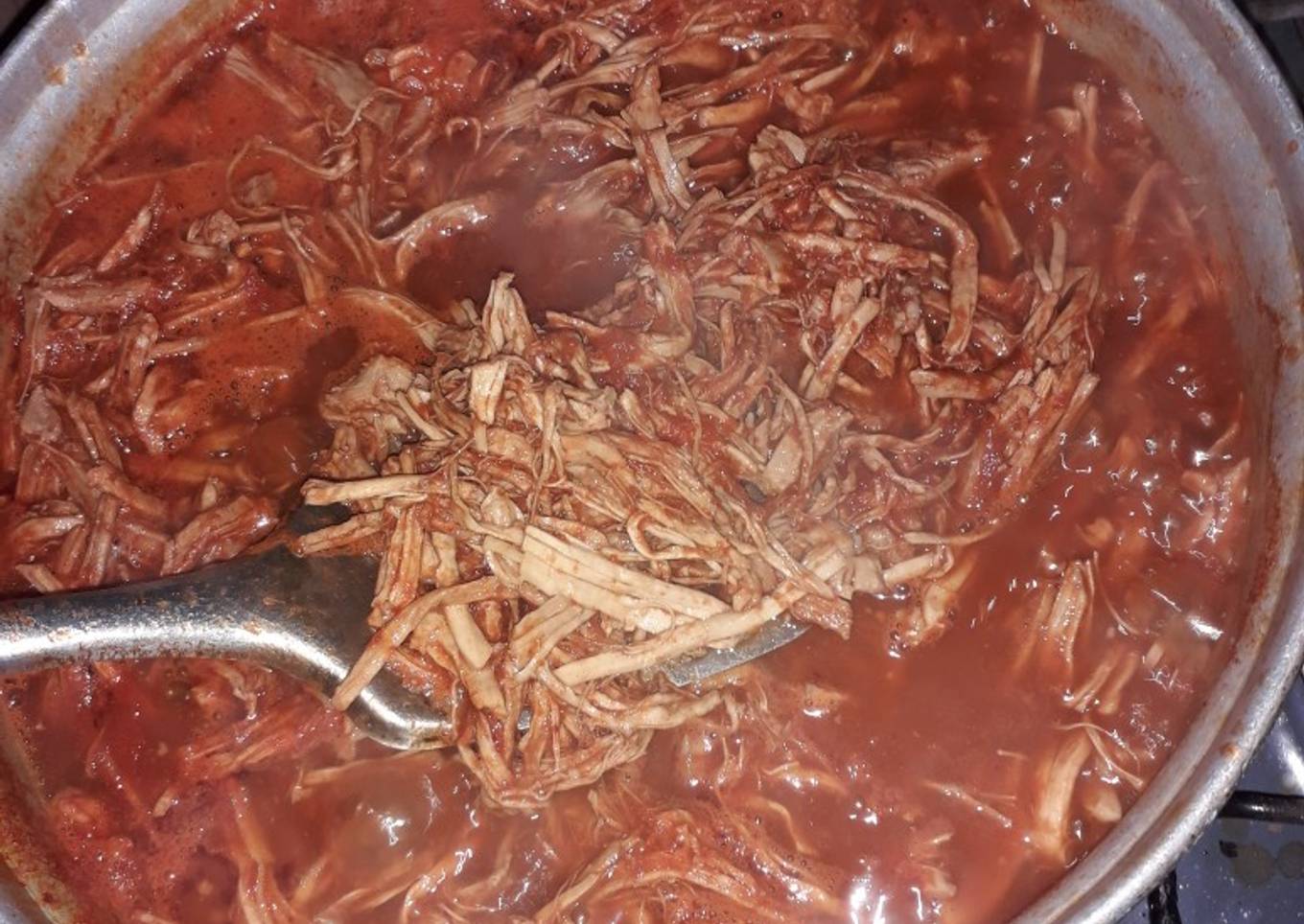Picadillo de carne desebrada para relleno de tamales