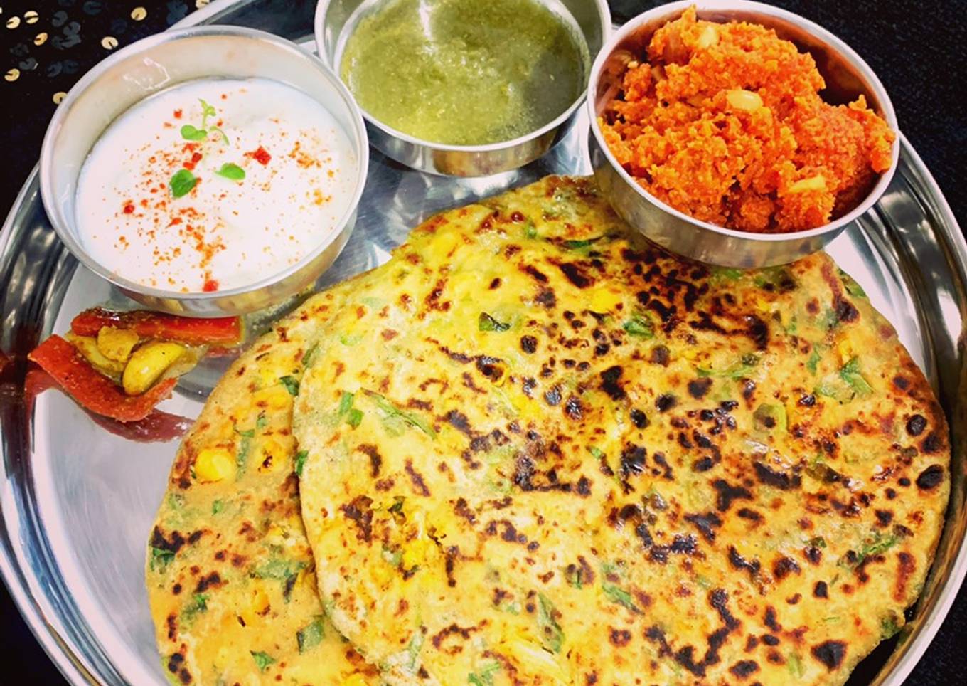 Spinach Cheese Corn Parantha