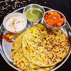 Spinach Cheese Corn Parantha A picture of Spinach Cheese Corn Parantha.