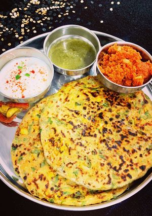 A picture of Spinach Cheese Corn Parantha.