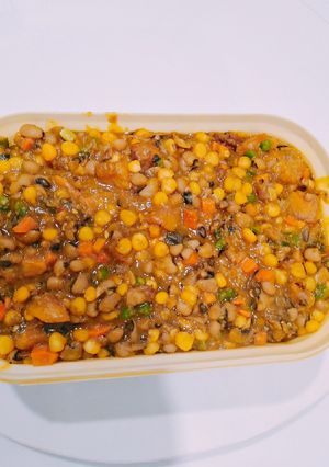 A picture of Beans corn and plantain.