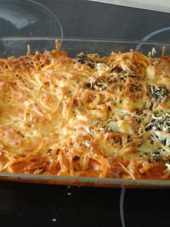 Una foto de Tallarines Gratinados a los 3 Quesos