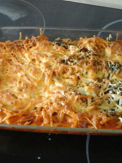 Una foto de Tallarines Gratinados a los 3 Quesos