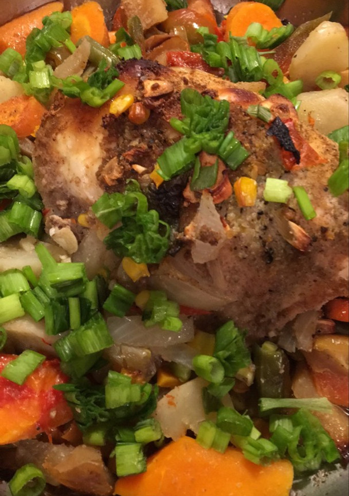 A picture of Roasted Chicken with Vegetables.