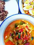 Red Curry with Pumpkin and Spicy Boiled Egg Salad