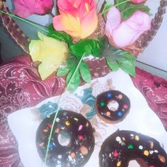 A picture of Wheat flour Coco🍫 donuts 🍩🍩.