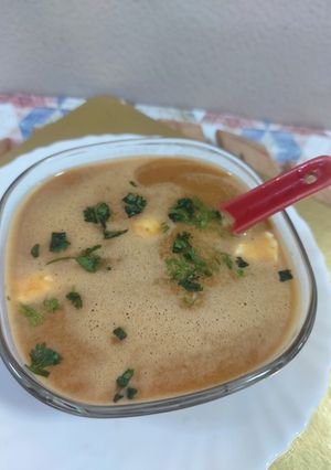 A picture of Beetroot carrot tomato soup.