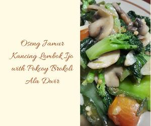 Fresh, Memasak Oseng Jamur Kancing Lombok Ijo with Pokcoy Brokoli Paling Enak