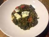 Dandelion Ka Saag. with grape tomatoes and blue cheese