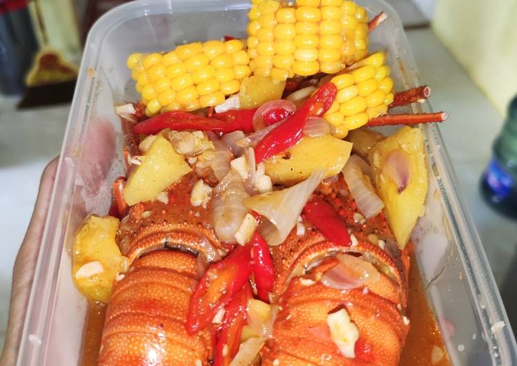 Cara Gampang Menyiapkan Lobster jagung nanas asam manis pedas, Enak Banget