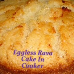 A picture of Eggless Rava Cake In Cooker.