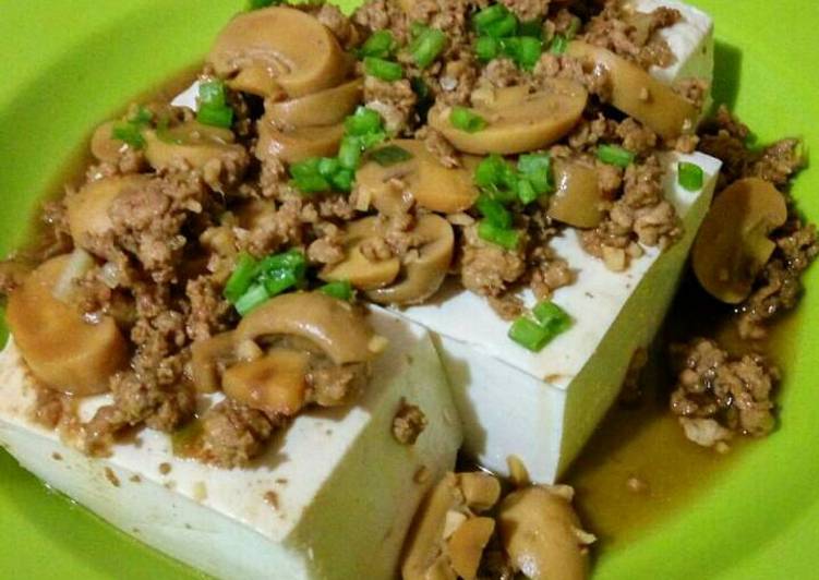 Resep Tahu kukus daging cincang steam tofu with minced 