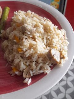 Una foto de Arroz con vegetales a la crema