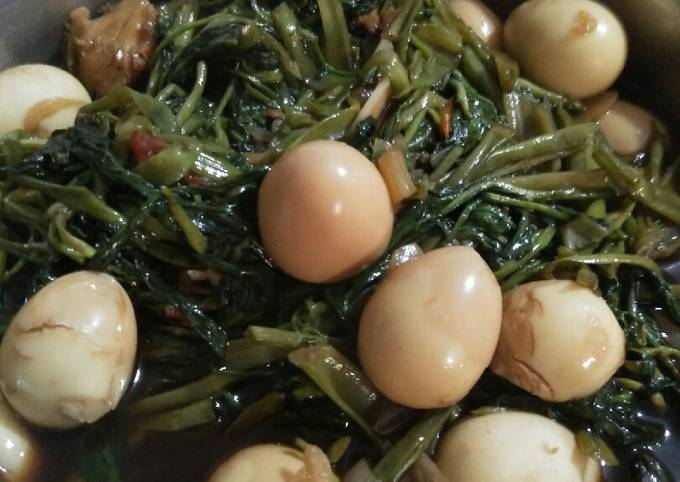 Kangkung telur puyuh masak saos tiram