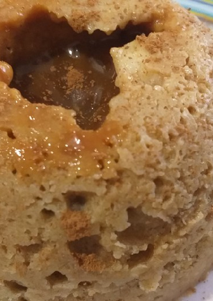 Una foto de Mug cake integral de banana con ❤ de dulce de leche (saludable!)