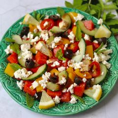 A picture of Watermelon, Cucumber and Paneer Cheese in Sweet Tamarind Dressing 🥗.