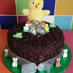 A picture of Vickys Easter Nest Cake with Mini Egg Truffles, GF DF EF SF NF.