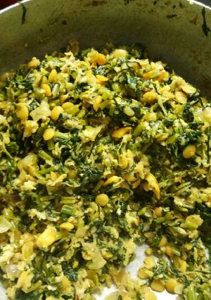 A picture of Mulyachi (Radish) bhaji.