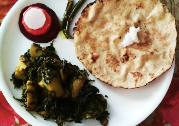 Methi alu with makke ki roti