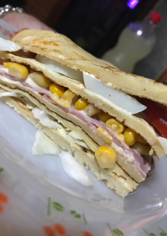 Una foto de Torre de panqueques salada 😍