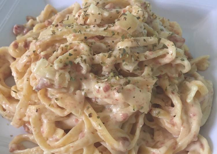 Resep Fettucini Carbonara Kornet🐮 yang Lezat Sekali