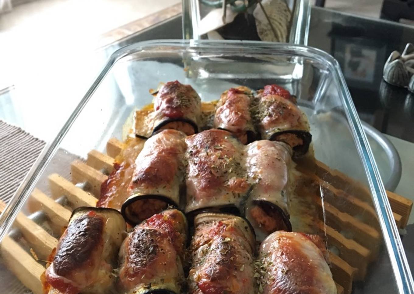 Canelones de Berenjena rellenos de atún y surimi