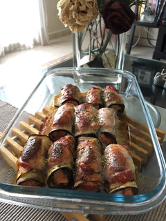 Una foto de Canelones de Berenjena rellenos de atún y surimi