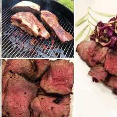 A picture of Sweet & Spicy Wagyu Beef Roast with Grilled Asian Slaw.
