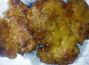 A picture of Bacalaitos ( cod fish fritters ).