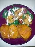 Sweet & Spicy (apricot pork chops with buffalo shrimp)